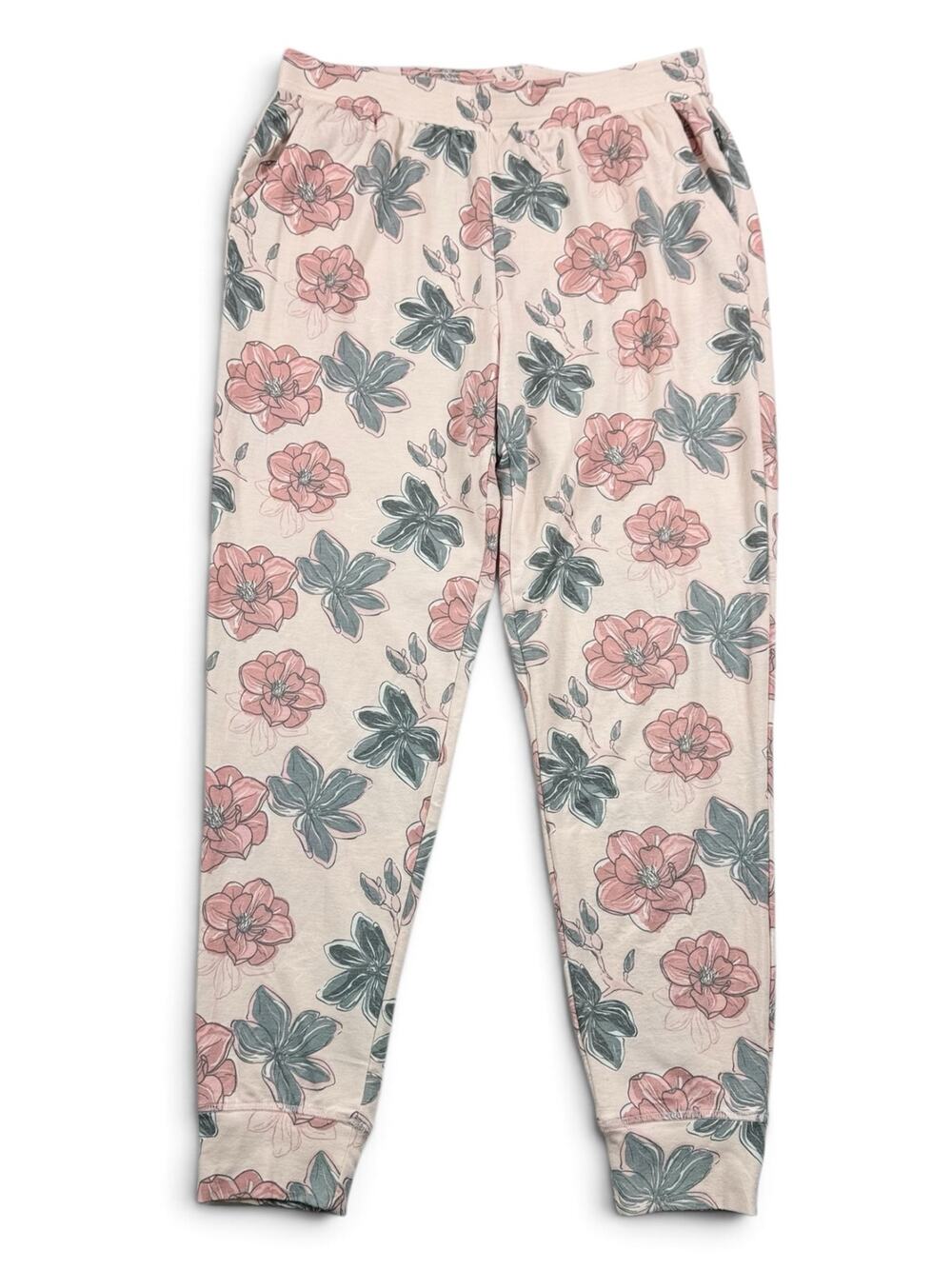 Eddie Bauer Pink Floral Ultra Soft Pajama Jogger Lounge Pants Women's Size L